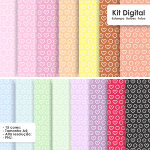 Kit Digital 15 Cores & Estampa de Botões