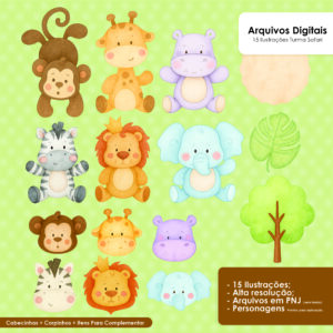 Kit Digital 15 Ilustrações – Turma Safari