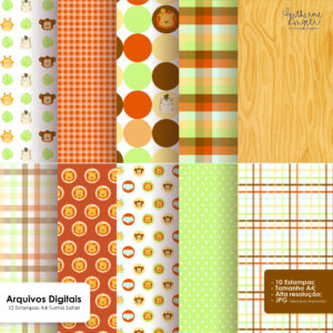 Kit Digital 10 Estampas A4 – Turma Safari