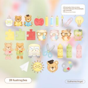Ilustrações Volta às Aulas Pack com 28 Elementos (Arquivo Digital)